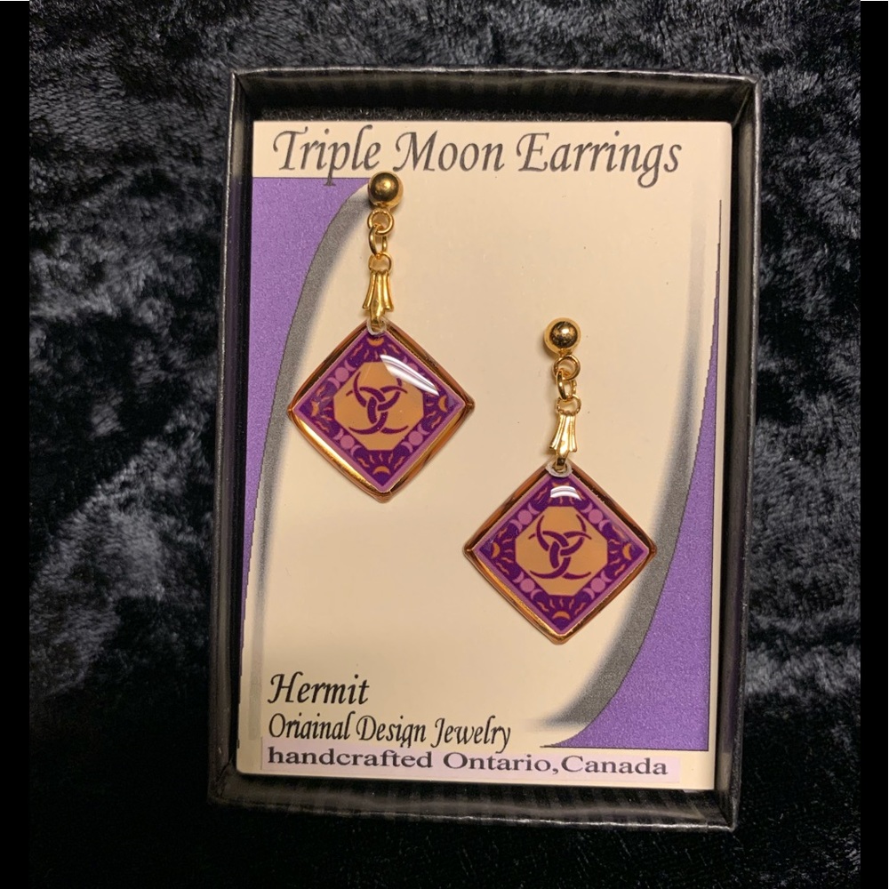 Handmade Triple Crescent Moon Earrings